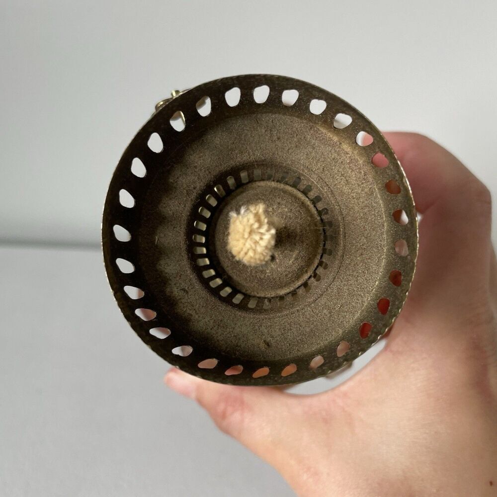 Vintage Antique Glass Oil Lamp Base Clear Red Brown Made in Hong Kong Glassware - Picture 10 of 10
